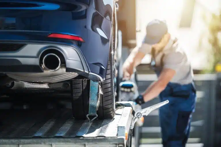 Towing A Blue Car