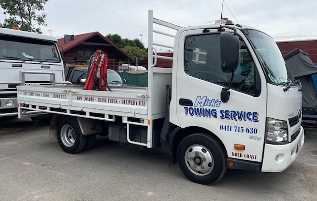 Hino Delivery Truck with Small Crane — Tow Truck Provider in the Gold Coast