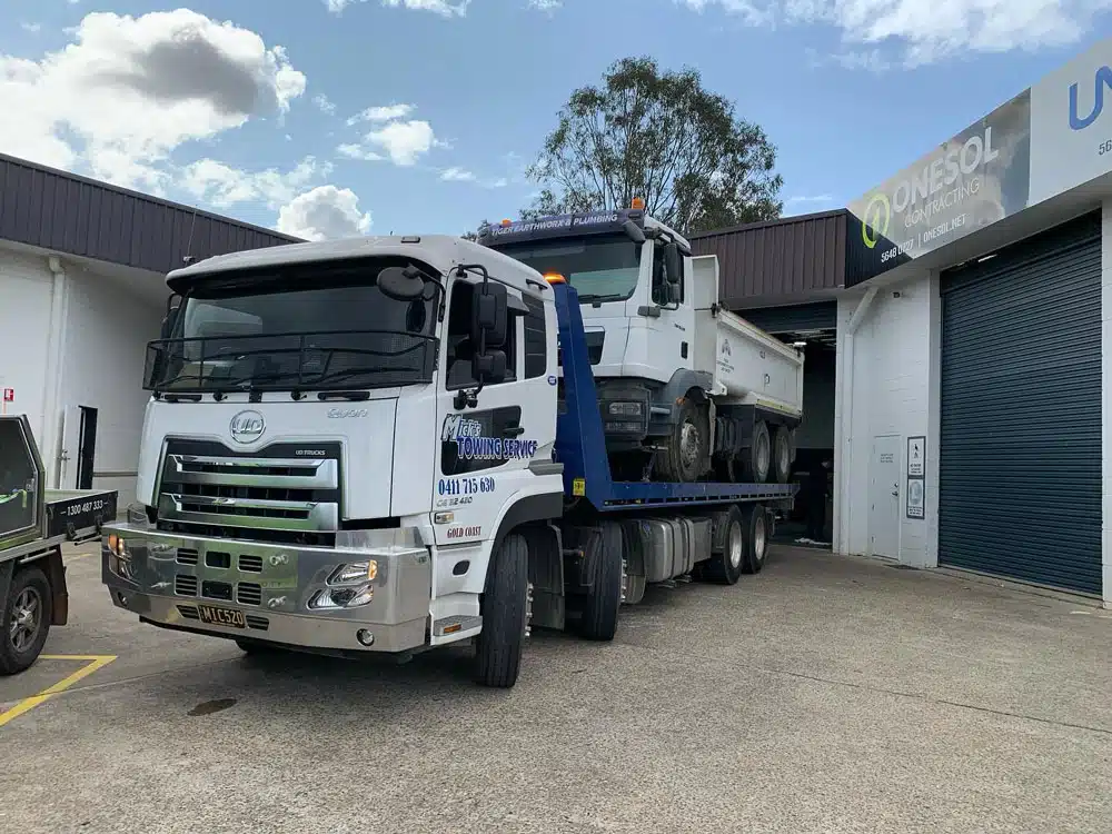 Tow Truck Outside Building