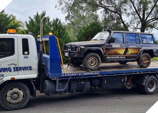 Car on Truck Trailer — Tow Truck Provider in the Gold Coast