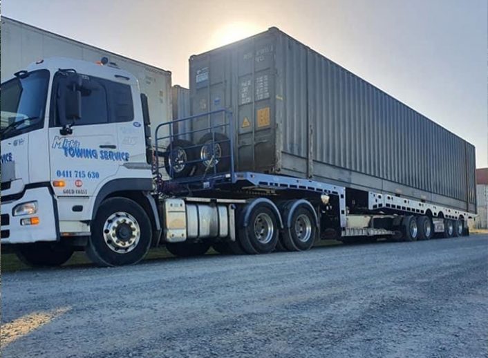 Truck With Container — Tow Truck Provider in the Gold Coast
