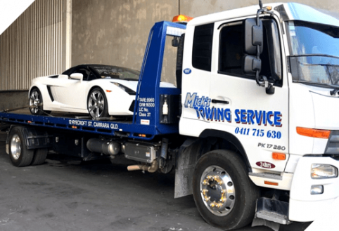 Truck with Prestige Car on The Back — Tow Truck Provider in the Gold Coast